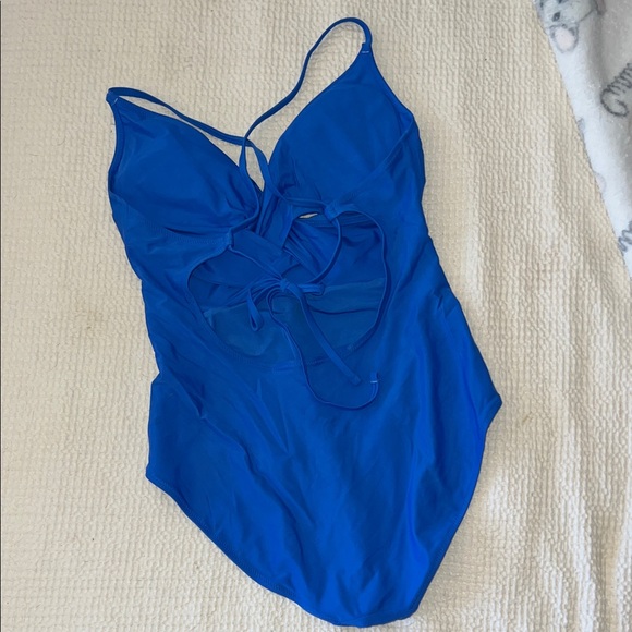 Aerie Women’s Vibrant Blue One-Piece Swimsuit, Size L, EUC, criss-cross front - Picture 3 of 5